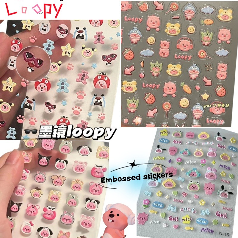 Nail Art - สติกเกอร์ลายนูน 3D แบบโปร่งใส, สติกเกอร์ DIY น่ารักรูปบีเวอร์,