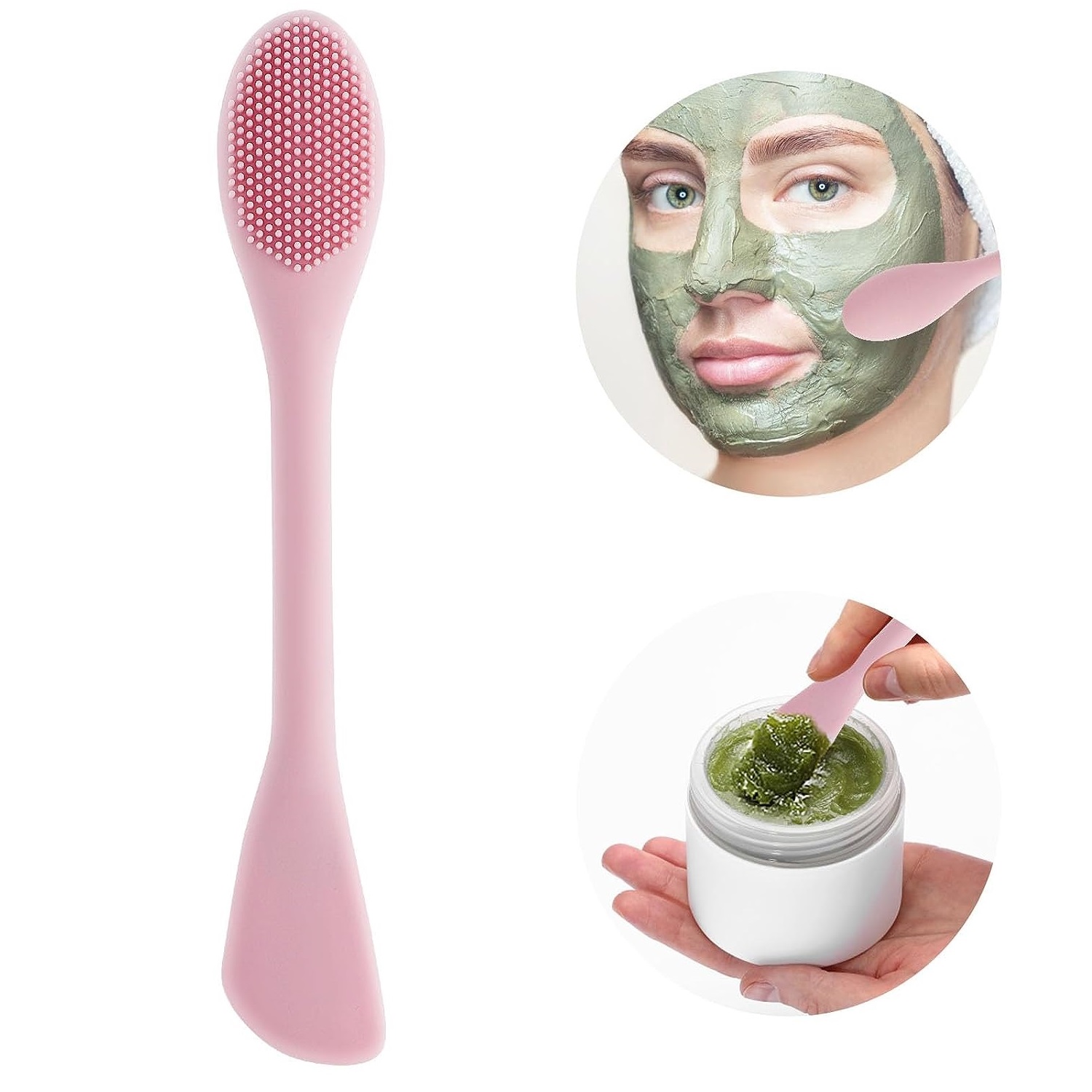 Silicone Face Scrubber Electric - แปรงซิลิโคนทำความสะอาดผิวหน้าแบบสองหัว 1 ชิ้น แปรงสำหรับทามาส์กหน้า สำหรับผู้หญิง แปรงแต่งหน้า