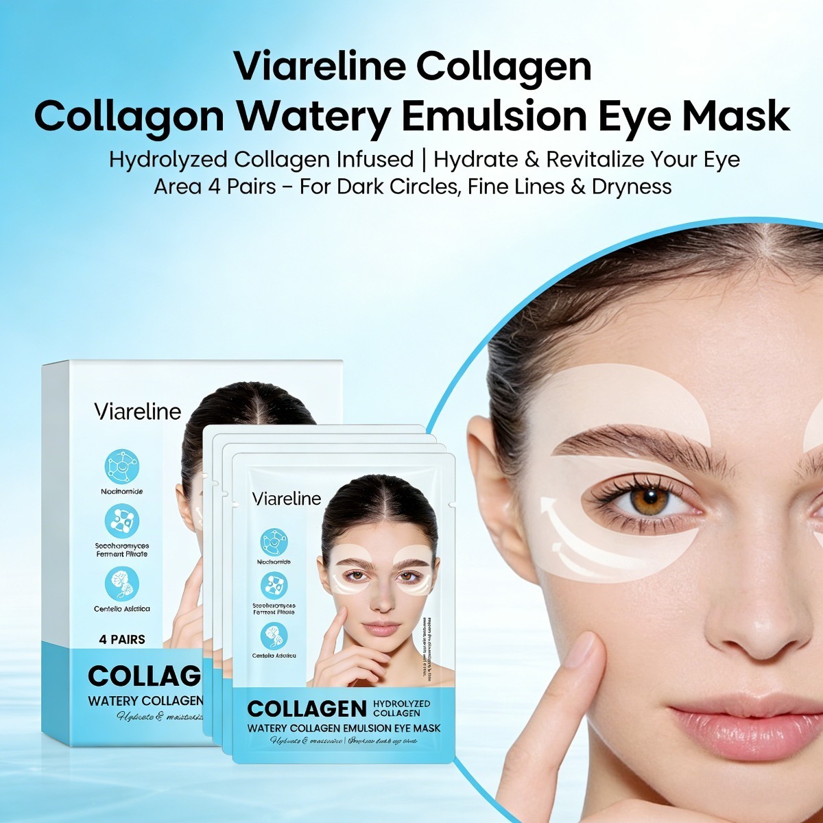 Collagen Under Eye Patches - แผ่นแปะรอบดวงตาคอลลาเจน ลดริ้วรอย รอยคล้ำใต้ตา ให้ความชุ่มชื้น กระชับ รักษาความนุ่มนวล