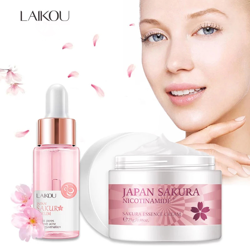 Niacinamide Pore Shrinking Essence - LAIKOU SAKURA เซรั่มและคอลลาเจนครีม Cherry Blossom Essence