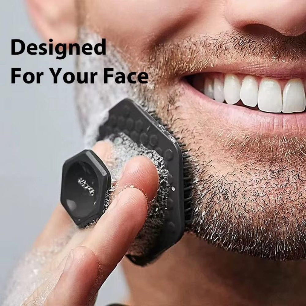 Silicone Face Scrubber Electric - แปรงทำความสะอาดผิวหน้าขนาดเล็กแบบแมนนวล สำหรับผู้ชาย ซิลิโคนขัดหน้า ทำความสะอาดล้ำลึก กำจัดสิวเสี้ยน นวดหน้า