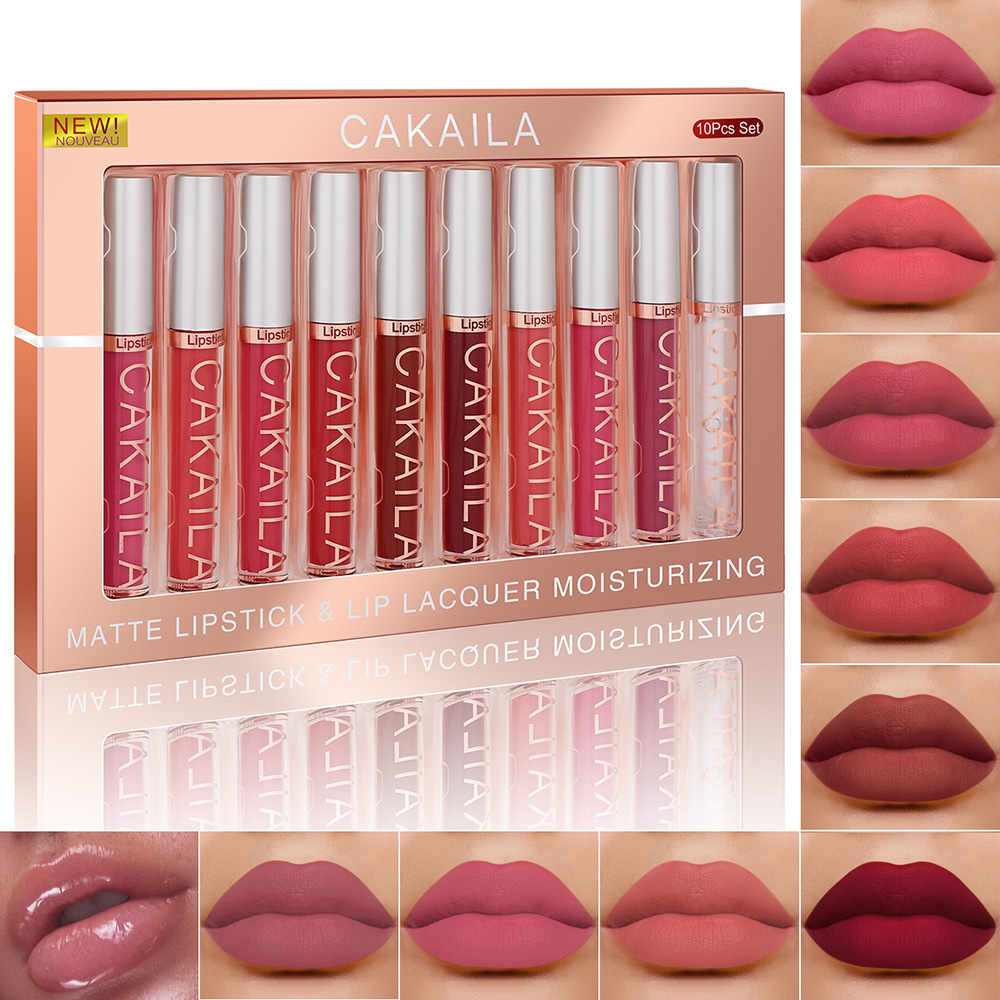Matte Velvet Lip Tint Long Lasting - 4 ชิ้น/10 ชิ้น/เซ็ตลิปกลอสเนื้อแมทกำมะหยี่กันน้ำลิควิดลิปสติกติดทนนานผู้หญิงมอยส์ท ลิป ทินท์