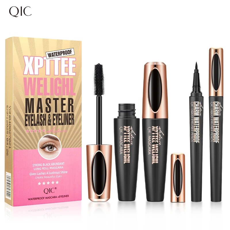 Waterproof Liquid Eyeliner Pen - ชุดมาสคาร่าอายไลเนอร์แบบน้ำชุดมาสคาร่าแบบกันน้ำ4D อายไลเนอร์แบบหนามาสคาร่าแบบดัดผมแบบดินสอเขียนคิ้วแต่งหน้า