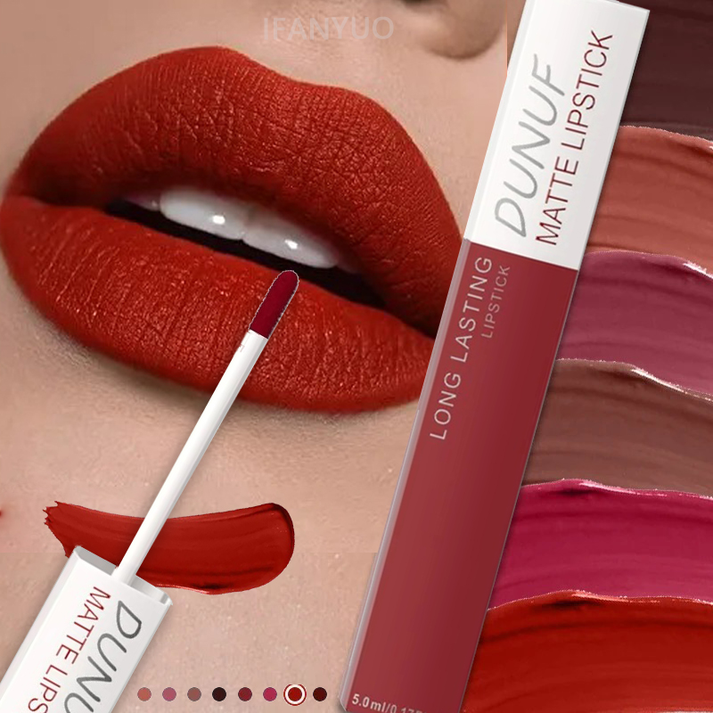 Matte Velvet Lip Tint Long Lasting - ลิปสติกเนื้อแมท ไม่ติดแก้ว สีแดงนู้ด กันน้ำ ติดทนนาน ลิปกลอสเนื้อกำมะหยี่