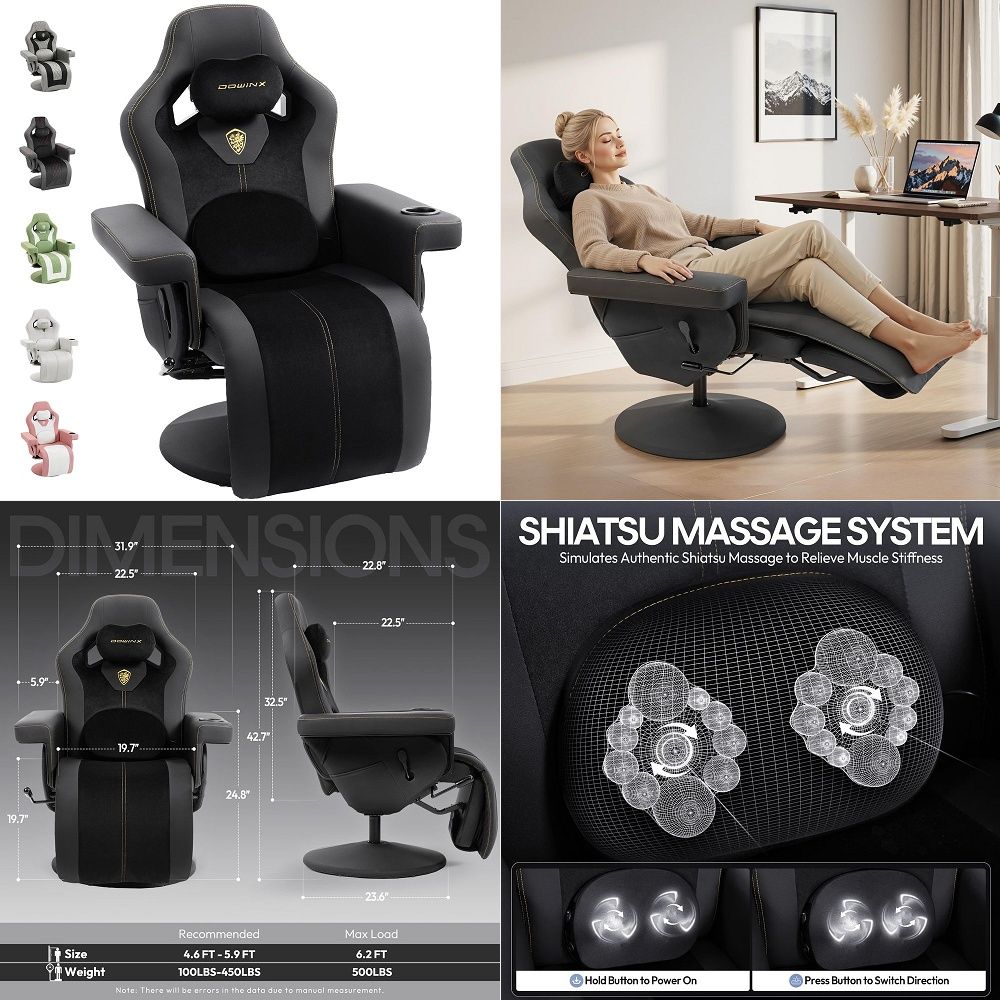 Massage - เก้าอี้เกมมิ่ง M6 พร้อมระบบควบคุมอุณหภูมิ นวด ระบบระบายอากาศ และเบาะนั่งแบบมีระบบทำความร้อน,