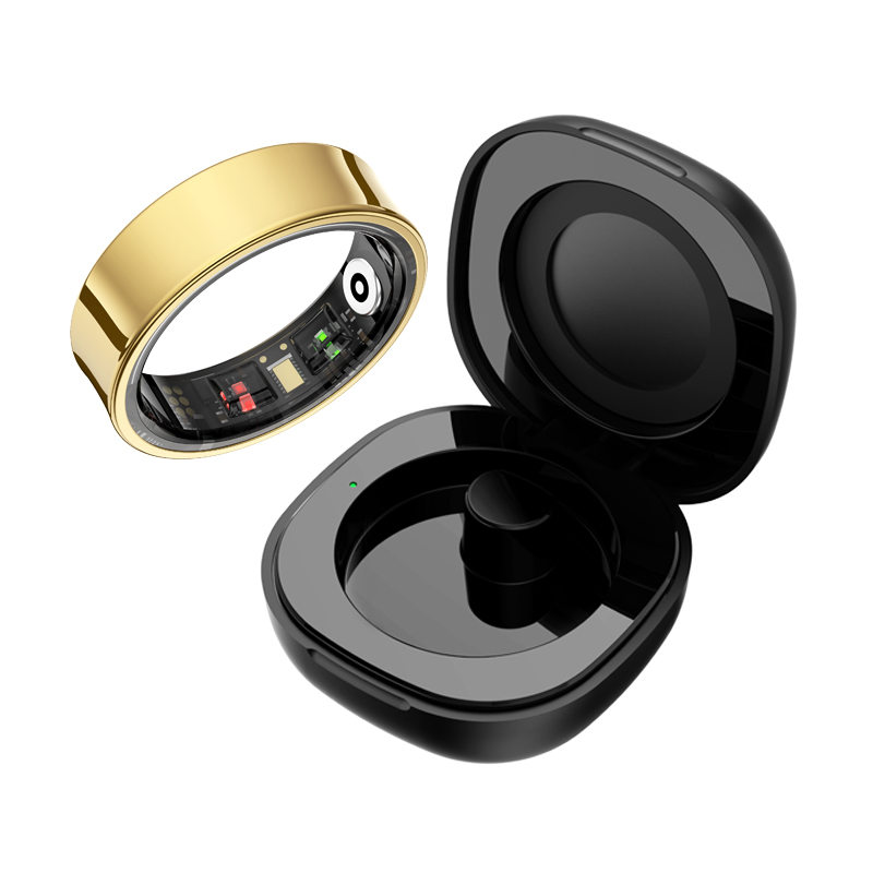 Health Monitors - R09 สมาร์ทแหวนผู้ชายผู้หญิงพร้อมเคสชาร์จ,Heart Rate เลือดออกซิเจน,อุณหภูมิผิว Monitor,5ATM กันน้ําสําหรับ