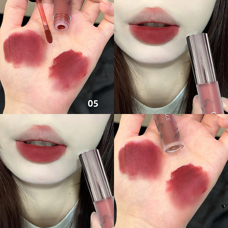 Matte Velvet Lip Tint Long Lasting - CACE แมท เวลเวท บราวน์ลิควิดลิปสติก ลิปกลอสสีแดงติดทนนาน กันน้ำ