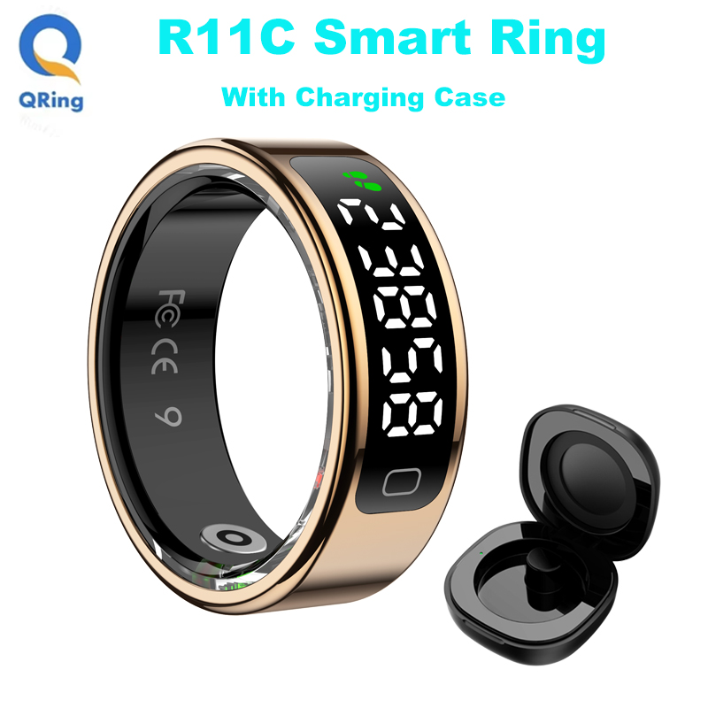 Health Monitors - AMZMAX R11C จอแสดงผลสมาร์ทแหวนผู้ชายผู้หญิง,ท่าทางรูดวิดีโอ/แปรง Tiktok Health Monitor,กันน้ํา