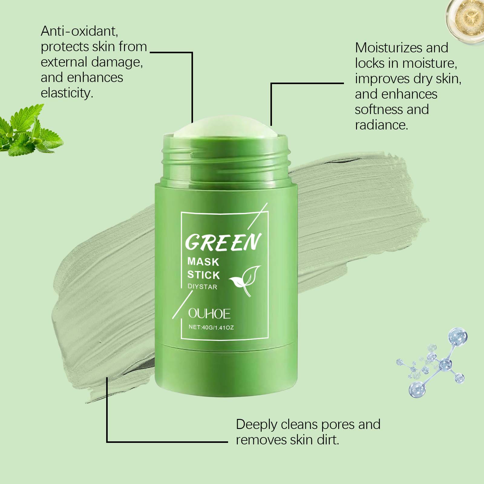 มาส์กชาเขียวสำหรับผิวหน้า ทำคว - Green Tea Cleansing Clay Mask บทวิจารณ์และราคา