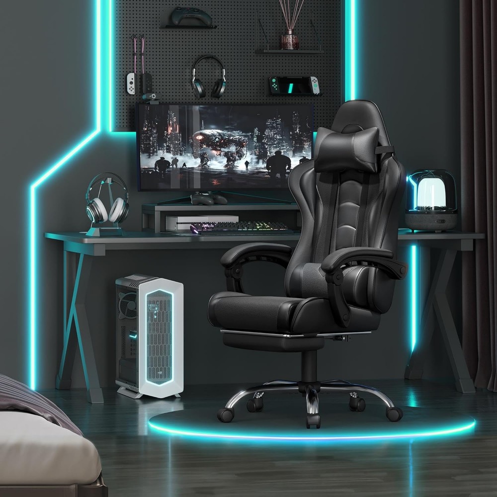 เก้าอี้เกมมิ่งหนัง PU ที่นั่งส - Massage บทวิจารณ์และราคา