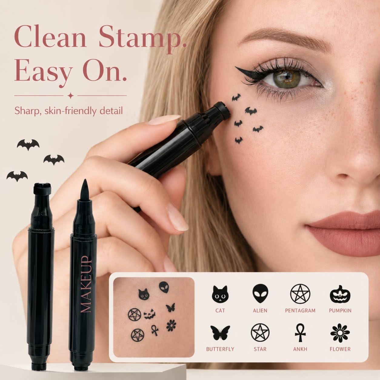 อายไลเนอร์แบบสองหัวสำหรับฮาโลว - Waterproof Liquid Eyeliner Pen บทวิจารณ์และราคา