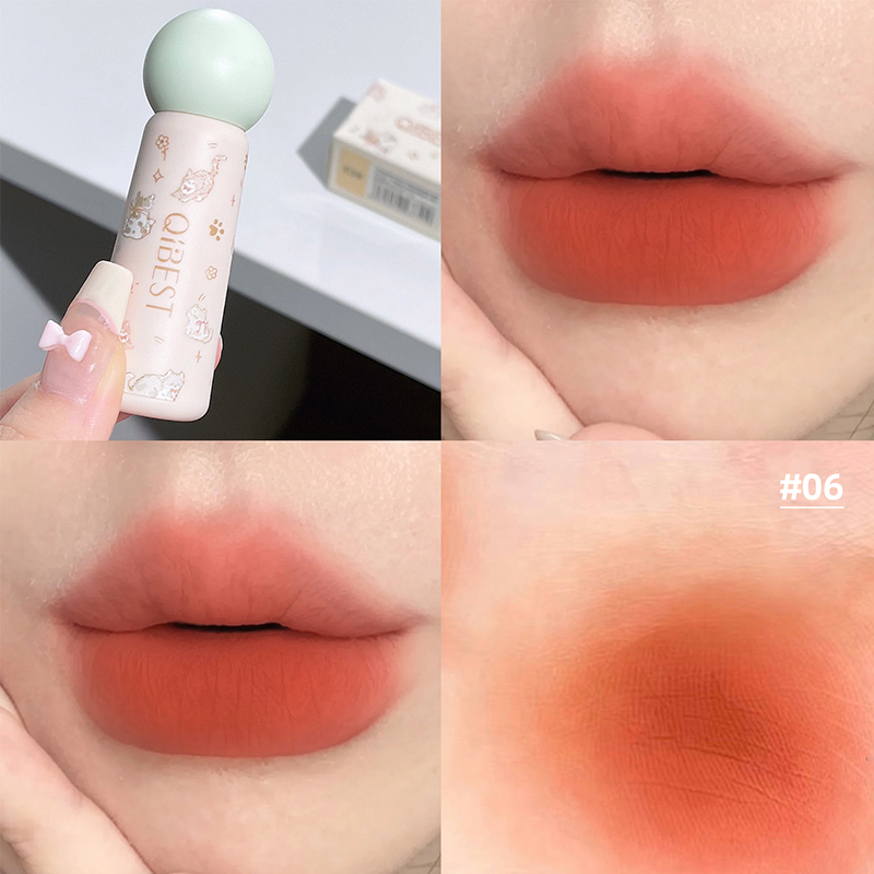 QIBEST ลิปแมทกำมะหยี่น่ารัก กั - Matte Velvet Lip Tint Long Lasting บทวิจารณ์และราคา